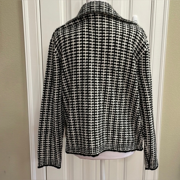 Rachel Zoe black and white patterned knitted coat jacket Size Large - Picture 3 of 4